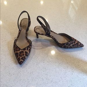 Leopard kitty heel sling backpacks